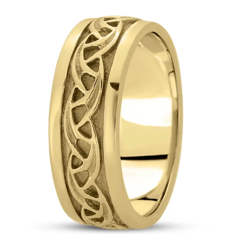 10K yellow gold 7.5mm. high polish hand-made-celtic-wedding-band - alternate view 2