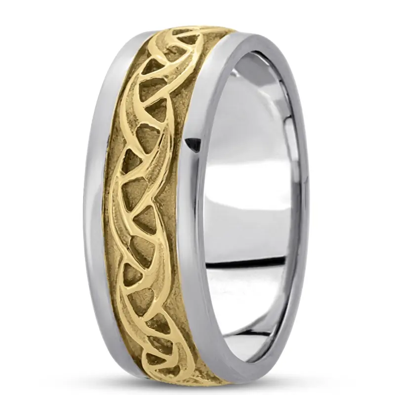 10K white gold 7.5mm. high polish hand-made-celtic-wedding-band - alternate view 4