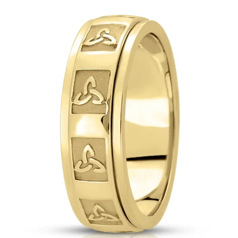 10K yellow gold 7mm. high polish hand-made-celtic-wedding-band - alternate view 4