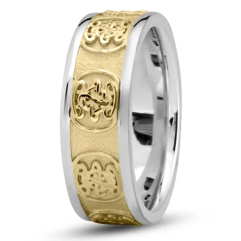 10K white-yellow-white gold 7.5mm. same as picture celtic-handcrafted-wedding-band - alternate view 4