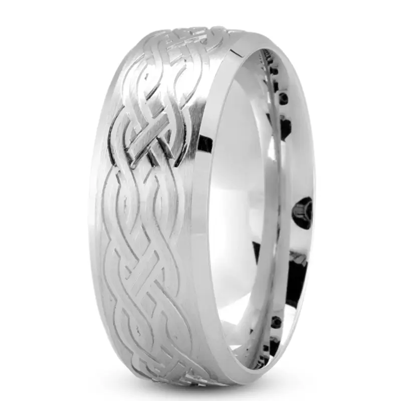 10K white gold 8mm. satin Interwoven-Design-Celtic-Wedding-Ring - alternate view 2