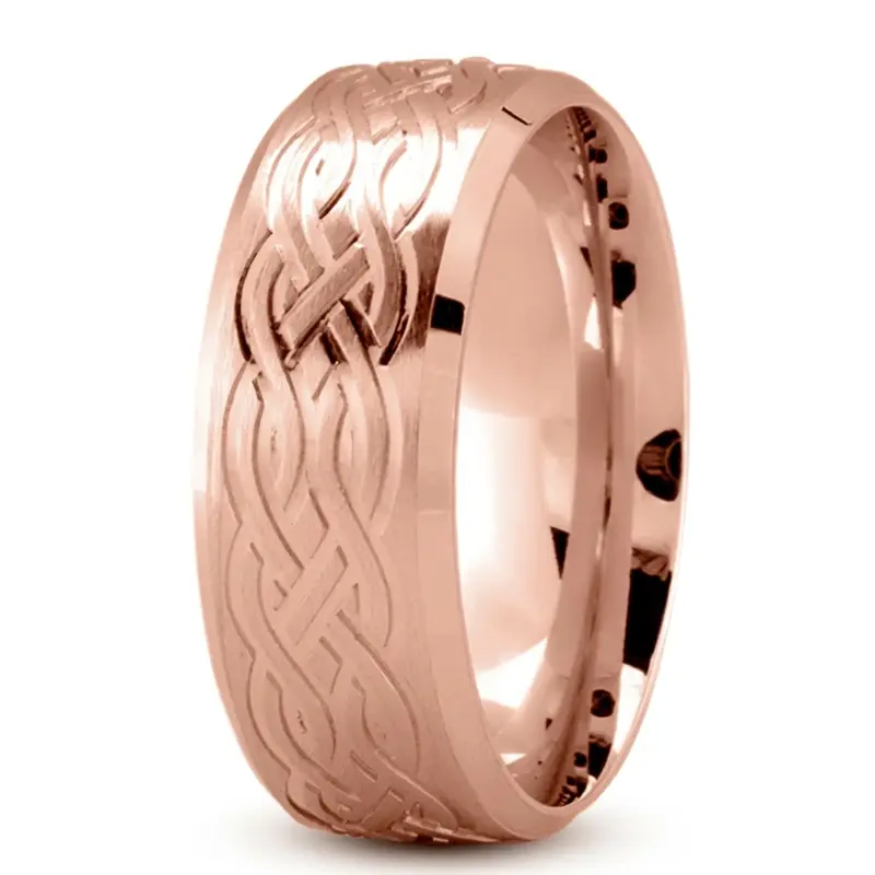 10K pink gold 8mm. satin Interwoven-Design-Celtic-Wedding-Ring - alternate view 3