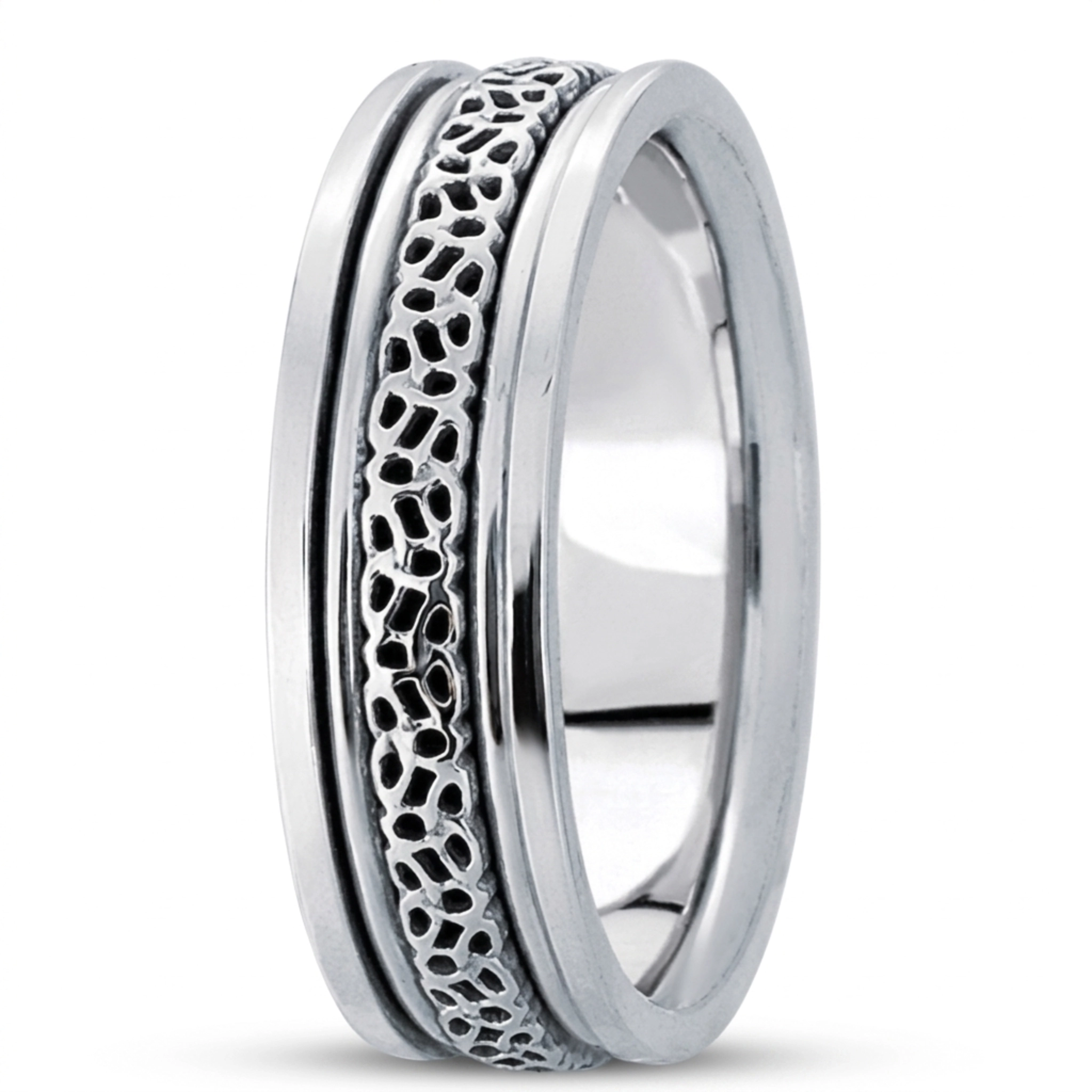10K white gold 6.5mm high polish hand-made-celtic-wedding-band - alternate view 2