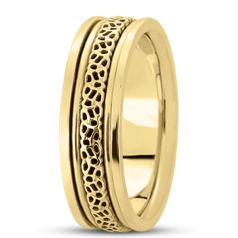 10K yellow gold 6.5mm high polish hand-made-celtic-wedding-band - alternate view 3
