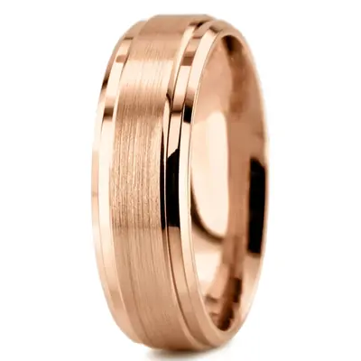 Double Bevel Edge 7mm Wide Men's Wedding Ring - view 6 of 6
