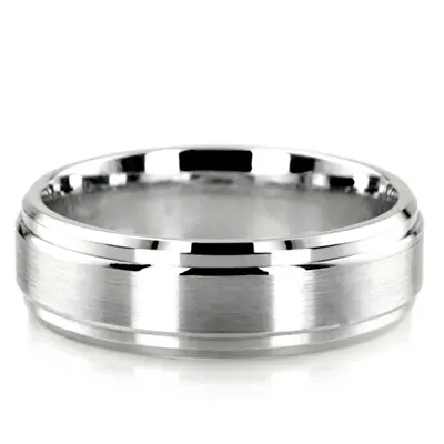 Double Bevel Edge 7mm Wide Men's Wedding Ring