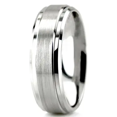 Double Bevel Edge 7mm Wide Men's Wedding Ring - view 2 of 6
