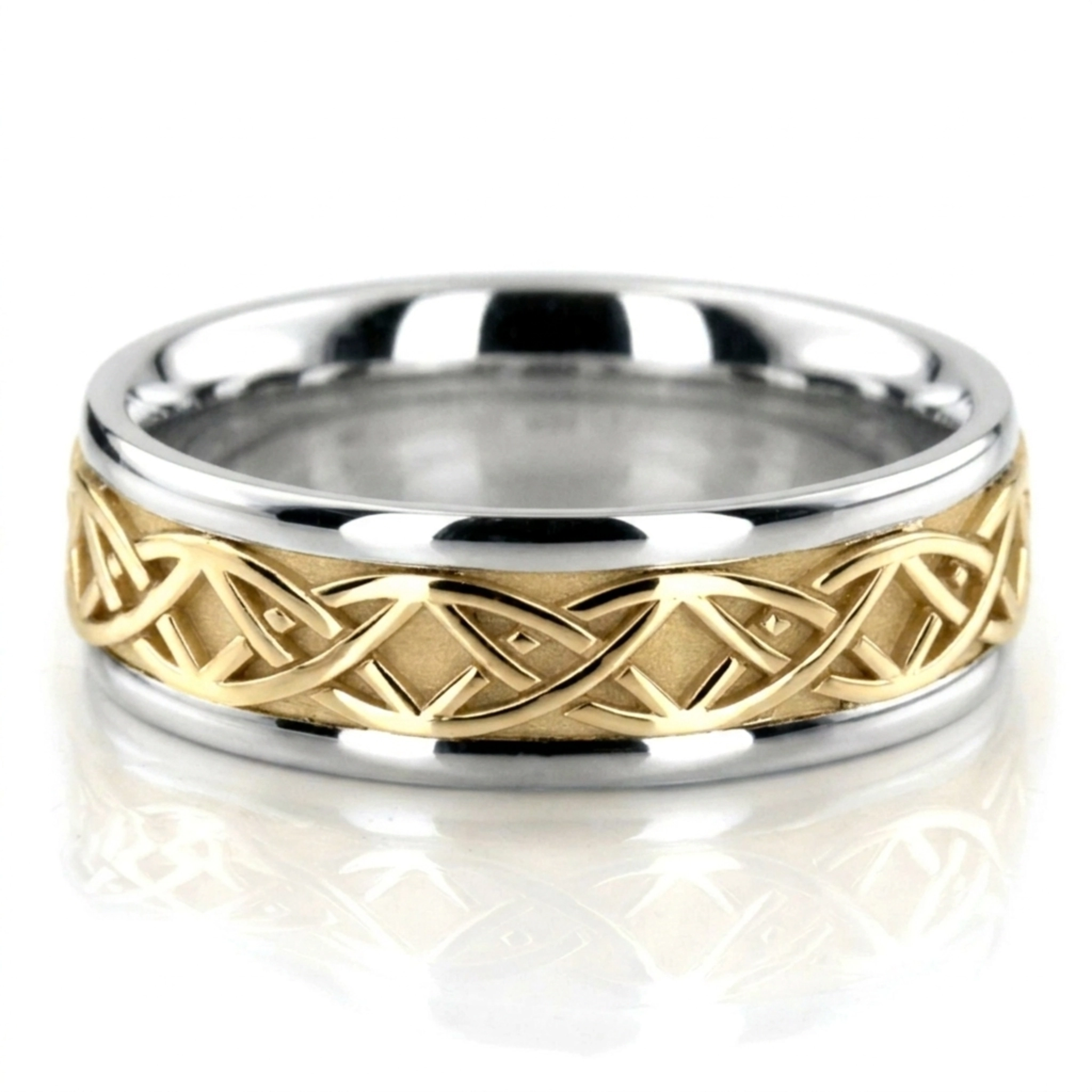 platinum 7mm. high polish hand-made-celtic-wedding-band - alternate view 4