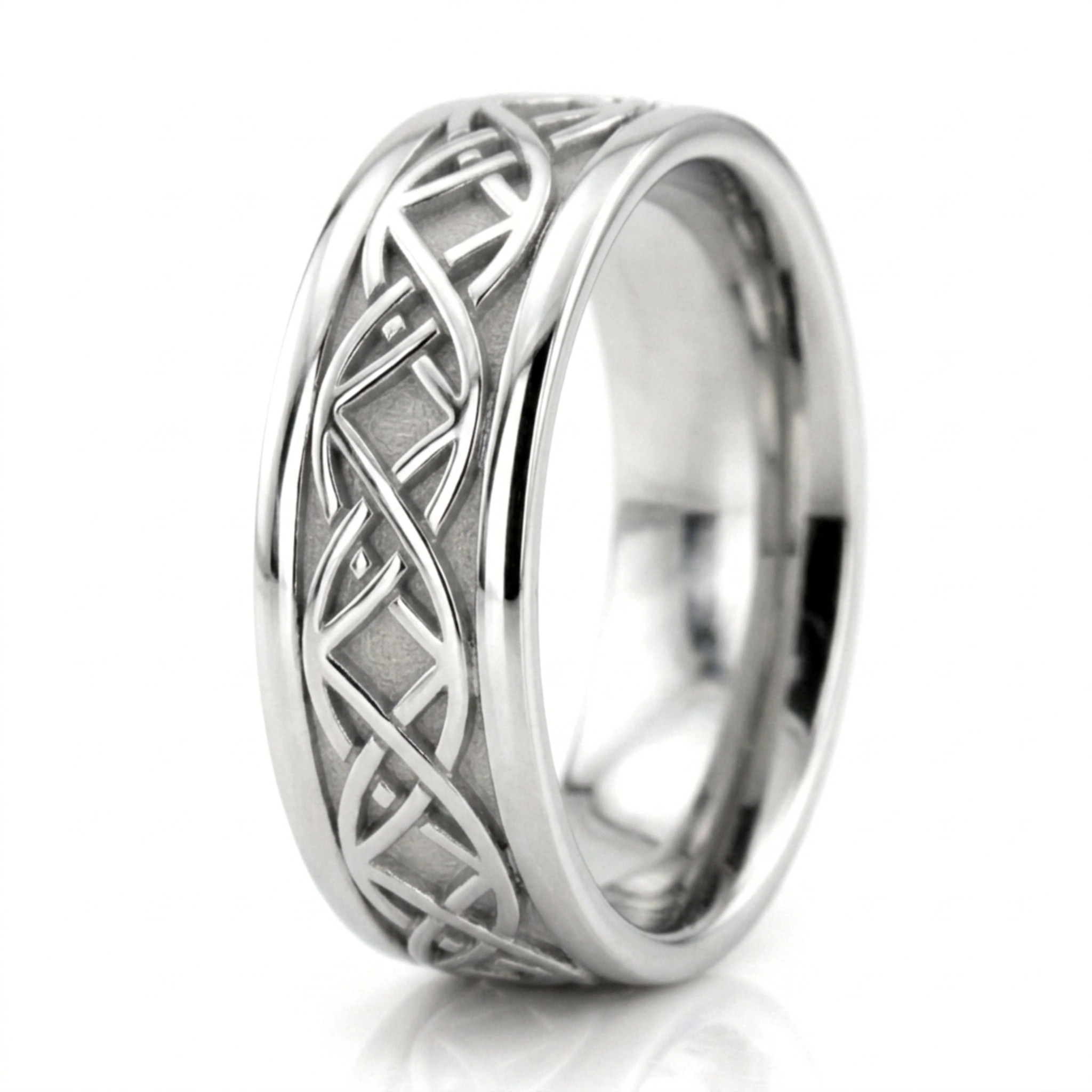 platinum 7mm. high polish hand-made-celtic-wedding-band - alternate view 8