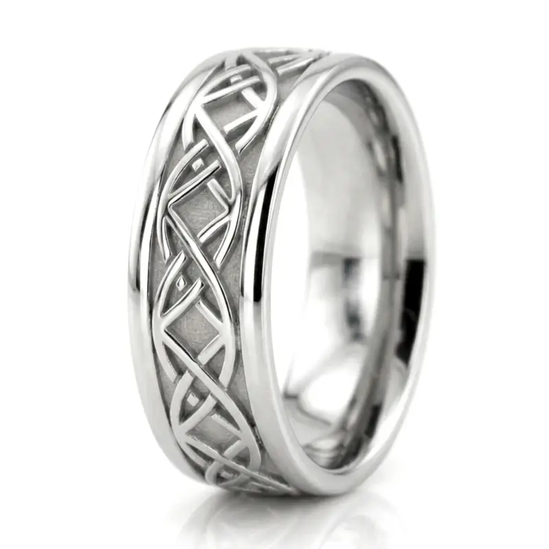 10K white gold 7mm. high polish hand-made-celtic-wedding-band - alternate view 8