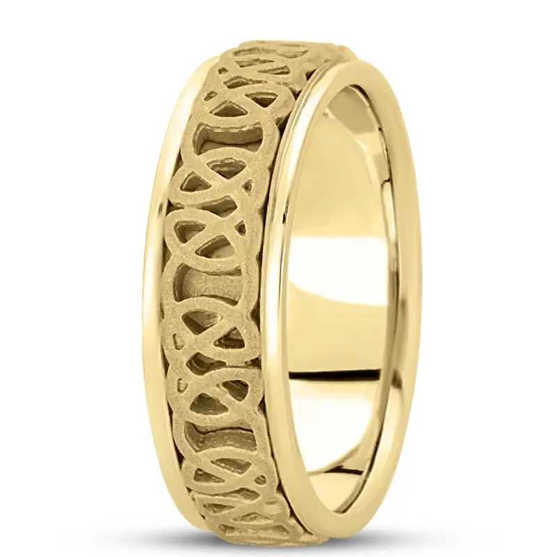 10K yellow gold 7mm. sand blast hand-made-celtic-wedding-band - main view