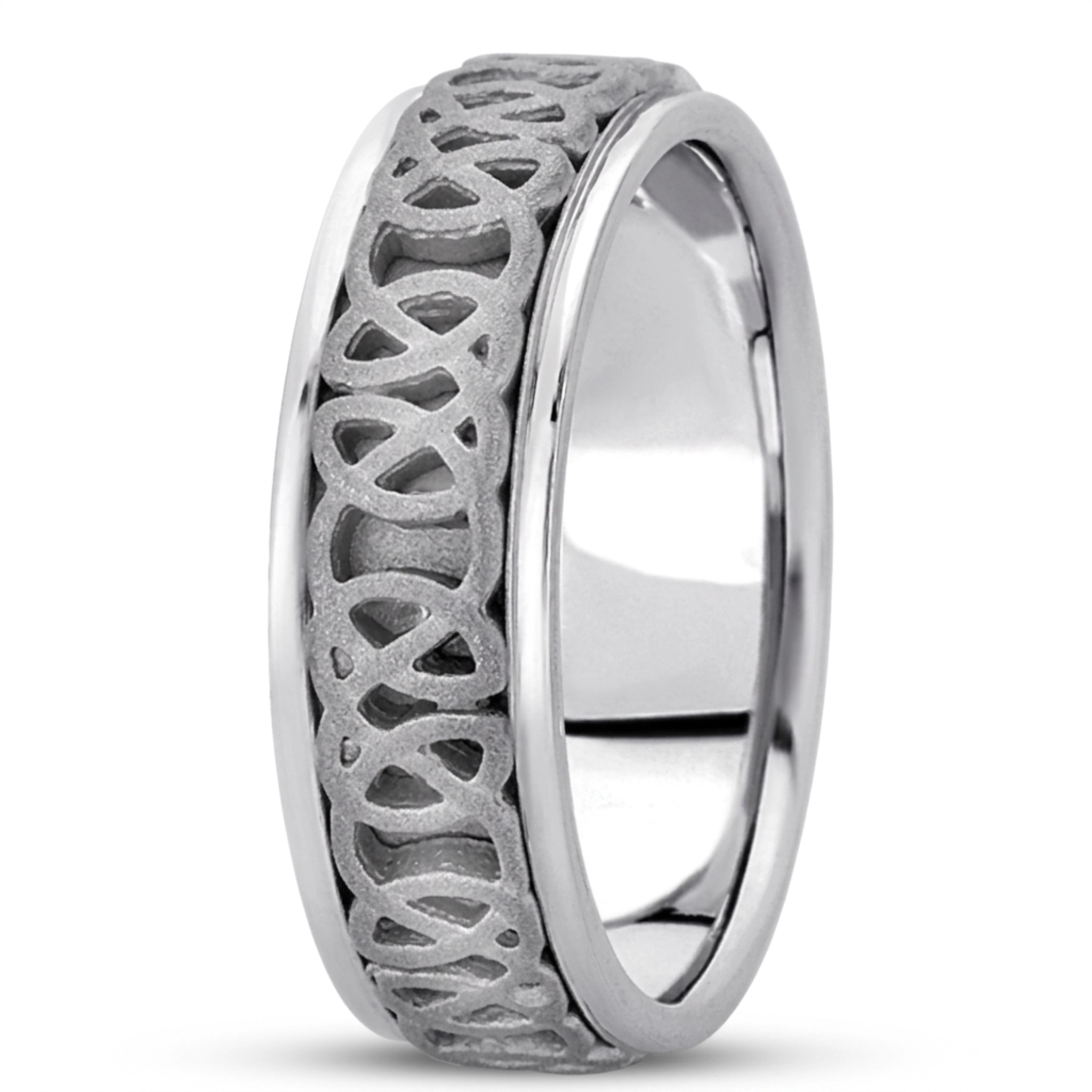 10K white gold 7mm. sand blast hand-made-celtic-wedding-band - alternate view 2