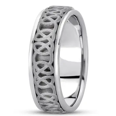 Sandblasted Celtic Handmade Wedding Band  - view 2 of 4