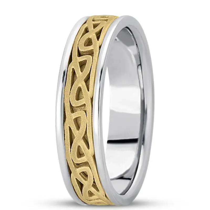 platinum 6mm. sand blast hand-made-celtic-wedding-band - alternate view 2