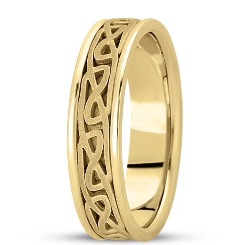 platinum 6mm. sand blast hand-made-celtic-wedding-band - alternate view 3