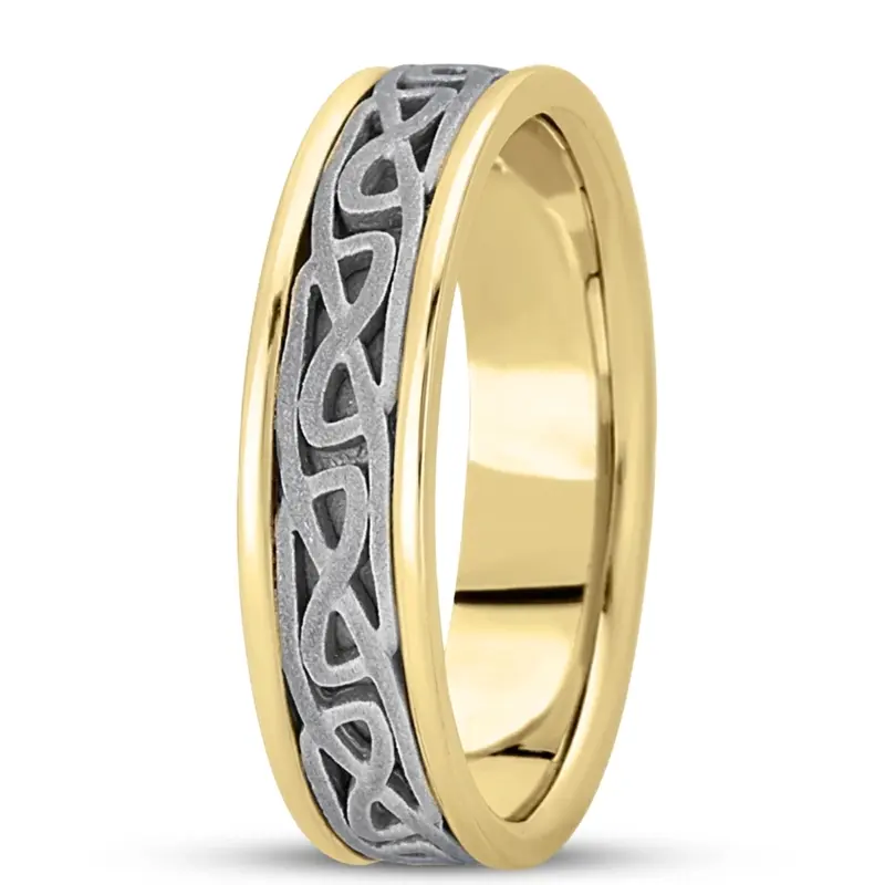 platinum 6mm. sand blast hand-made-celtic-wedding-band - alternate view 4