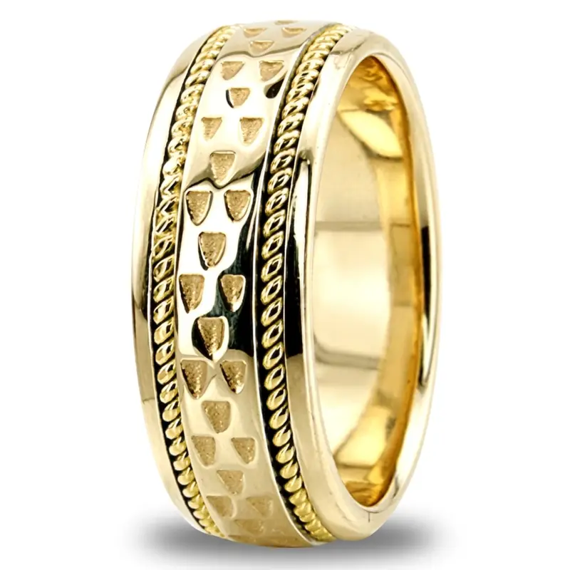 14K yellow gold 7.5mm. high polish hand-made-celtic-wedding-band - alternate view 3