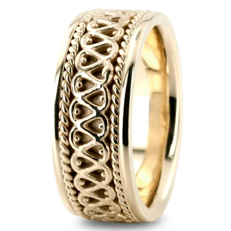 10K yellow gold 9.5mm. high polish hand-made-celtic-wedding-band - alternate view 8
