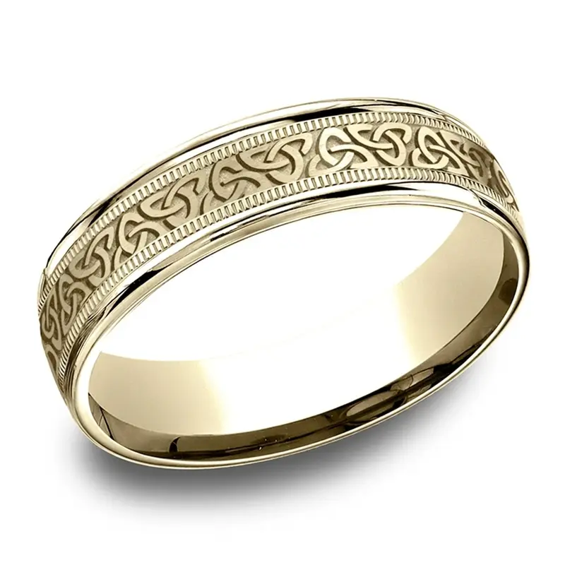 10K yellow gold 6mm. same as picture Benchmark-6mm-Comfort-Fit-Round-Edge-Celtic-Knot-D - alternate view 12