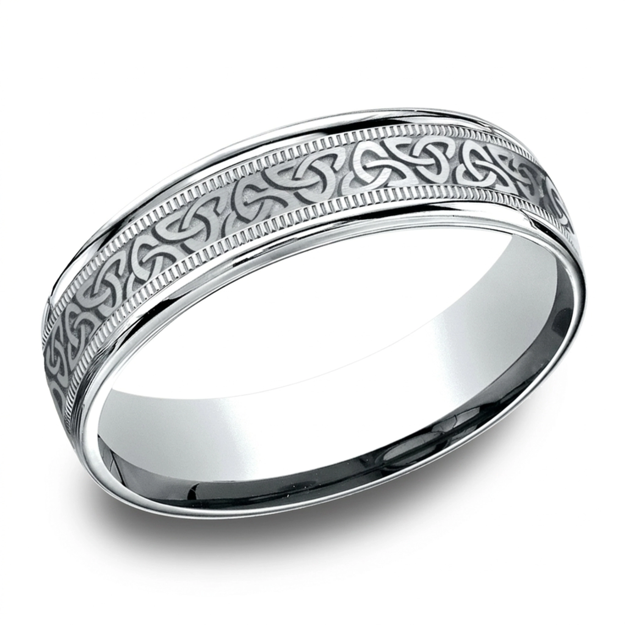 10K white gold 6mm. same as picture Benchmark-6mm-Comfort-Fit-Round-Edge-Celtic-Knot-D - alternate view 7