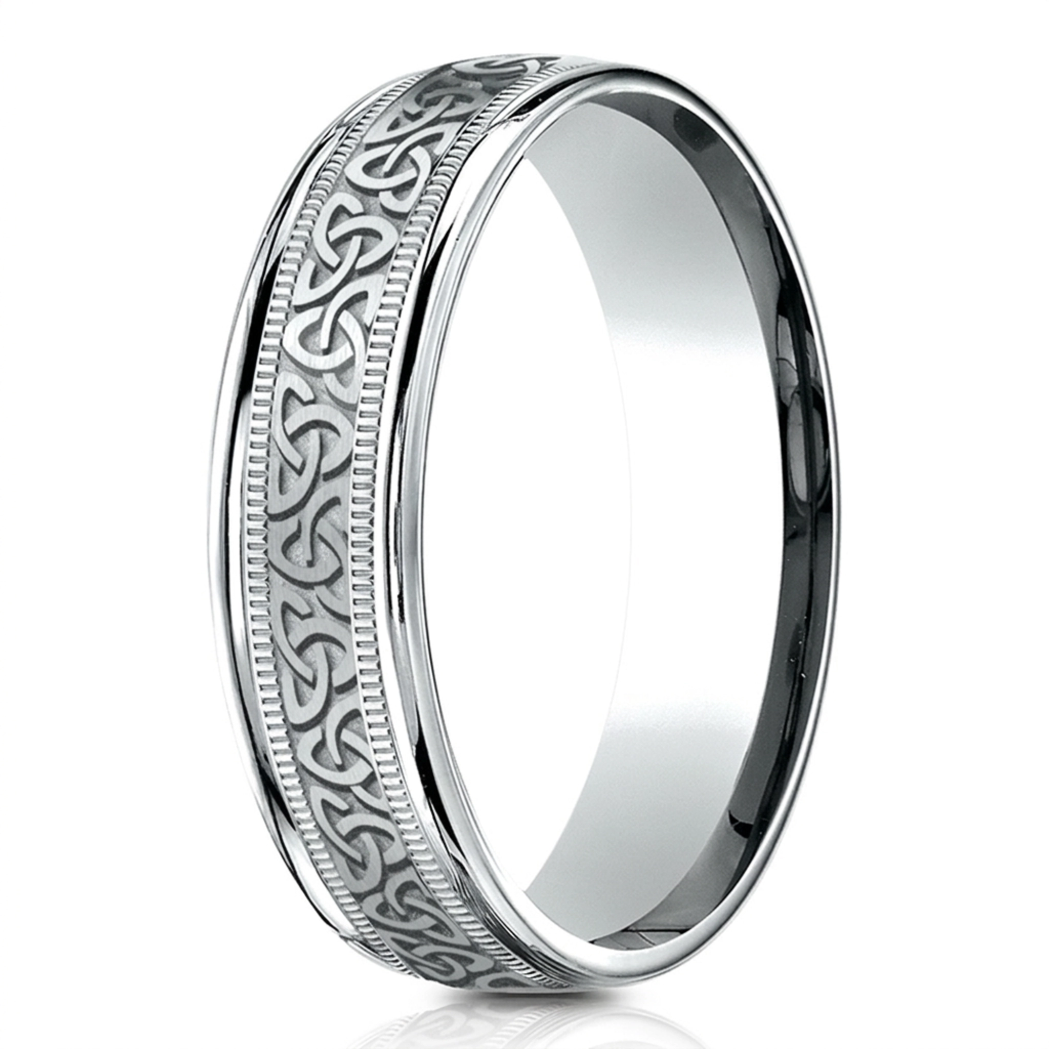 10K white gold 6mm. same as picture Benchmark-6mm-Comfort-Fit-Round-Edge-Celtic-Knot-D - alternate view 5