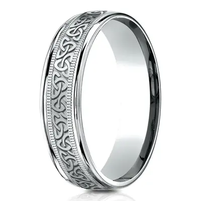 Benchmark Trinity Knot 6mm Comfort Fit Round Edge Celtic Knot Design Band - view 5 of 10
