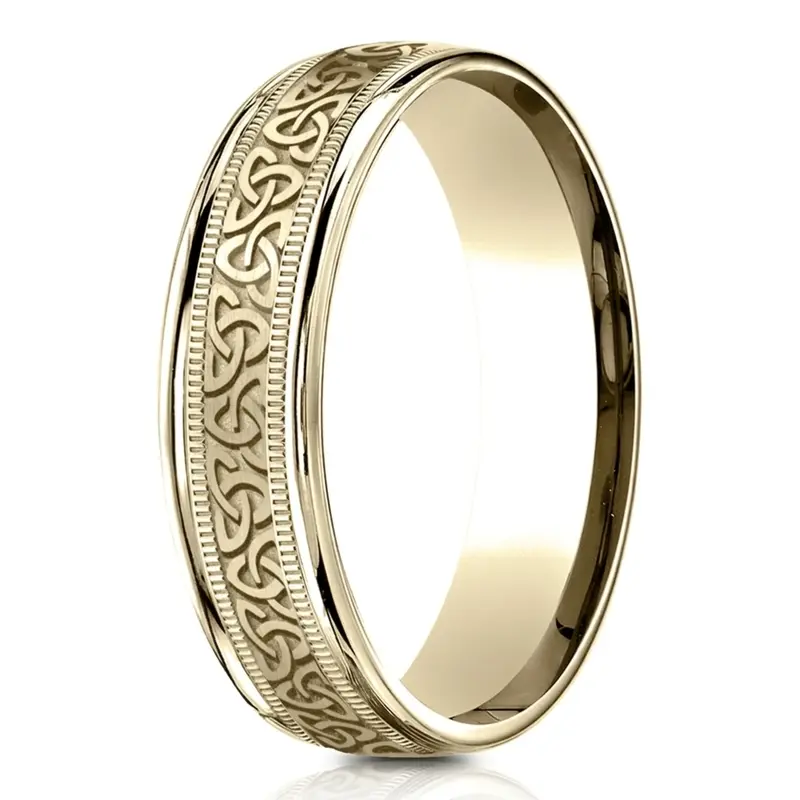 10K yellow gold 6mm. same as picture Benchmark-6mm-Comfort-Fit-Round-Edge-Celtic-Knot-D - alternate view 2