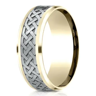Benchmark 8mm Comfort Fit Drop Bevel Celtic Knot Design Band - view 1 of 5