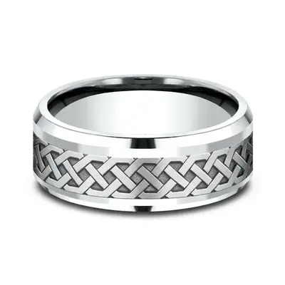 Benchmark 8mm Comfort Fit Drop Bevel Celtic Knot Design Band - view 5 of 5