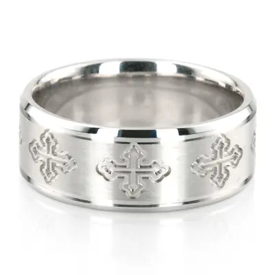 Meaningful Cross Pattern Wedding Ring - view 3 of 4