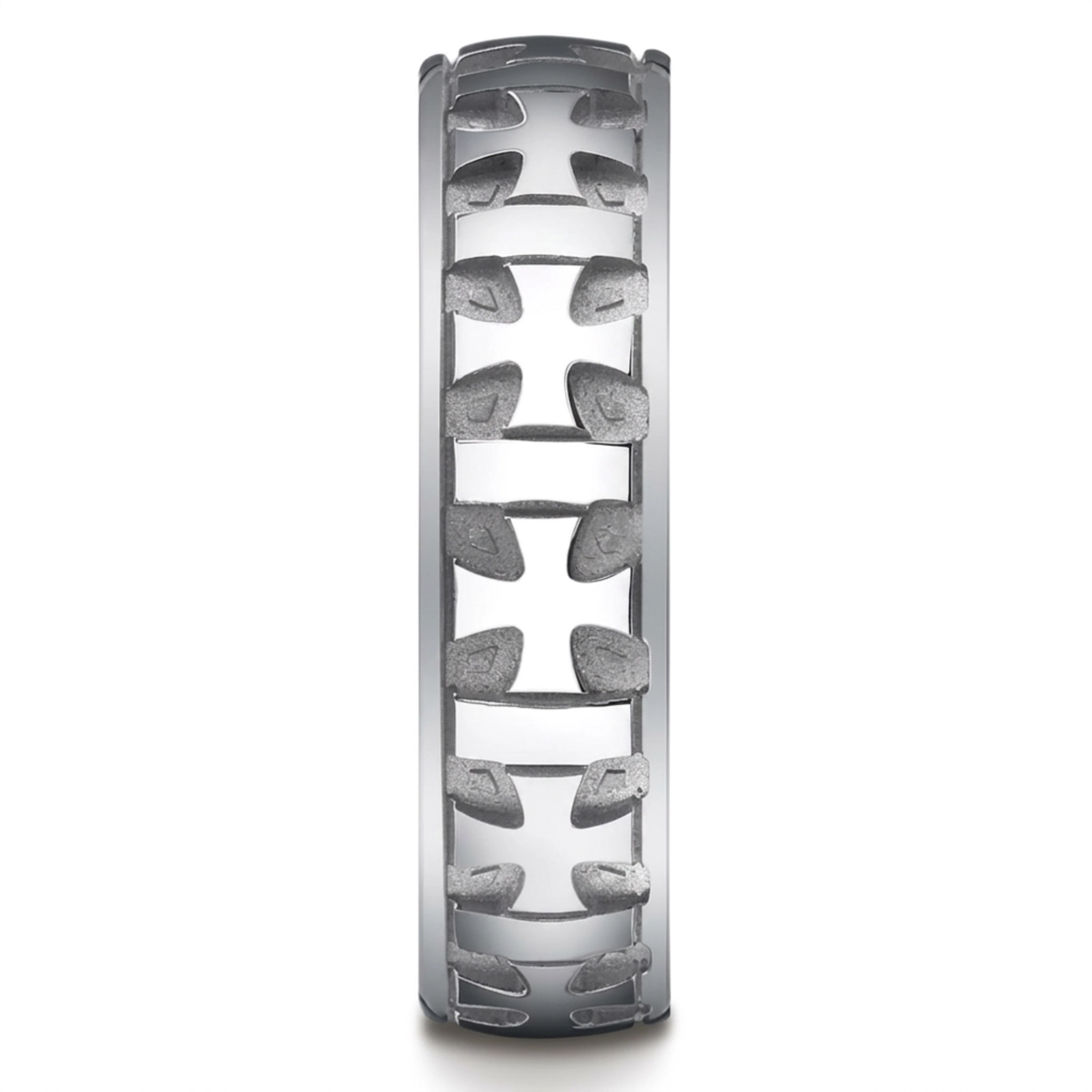 10K white gold 6mm. high polish 6mm-gaelic-cross-carved-wedding-band - alternate view 4