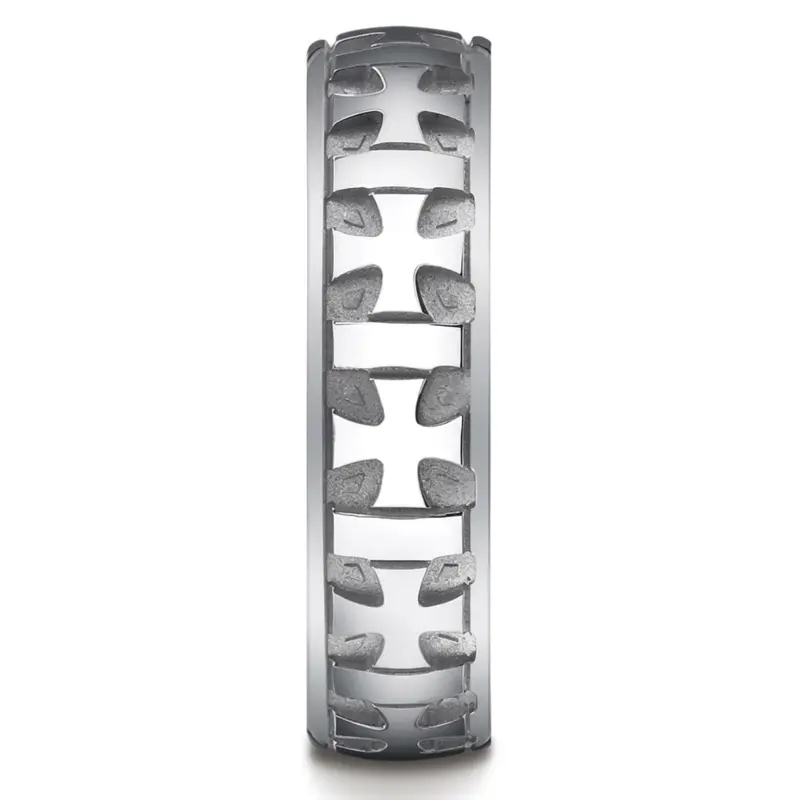 10K white gold 6mm. high polish 6mm-gaelic-cross-carved-wedding-band - alternate view 4