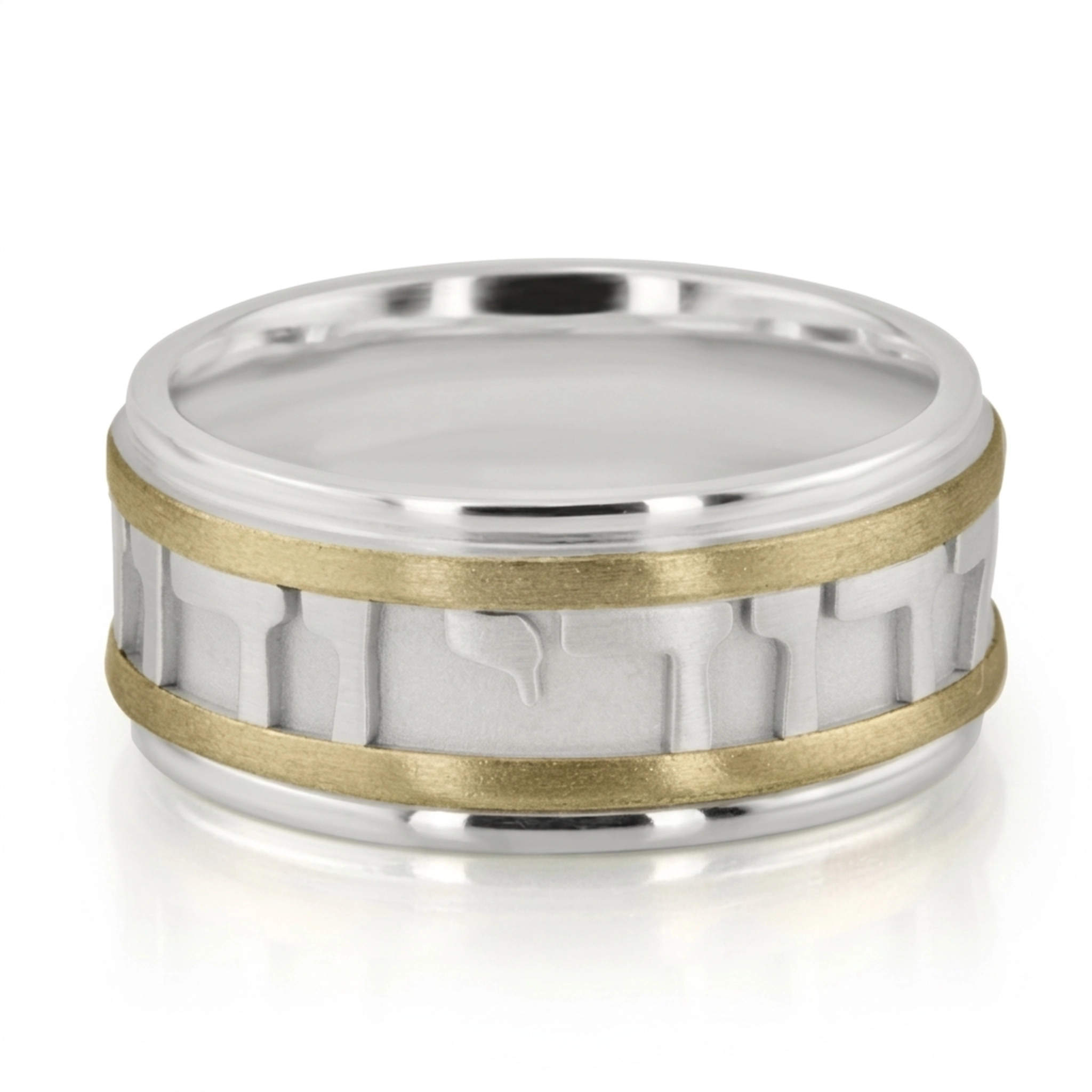 10K w-y-w-y-w gold 10mm. satin hand-made-religious-wedding-band - alternate view 7