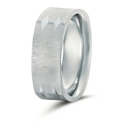 10K white gold 7mm. cross satin square-designer-wedding-rings - alternate view 4 thumbnail