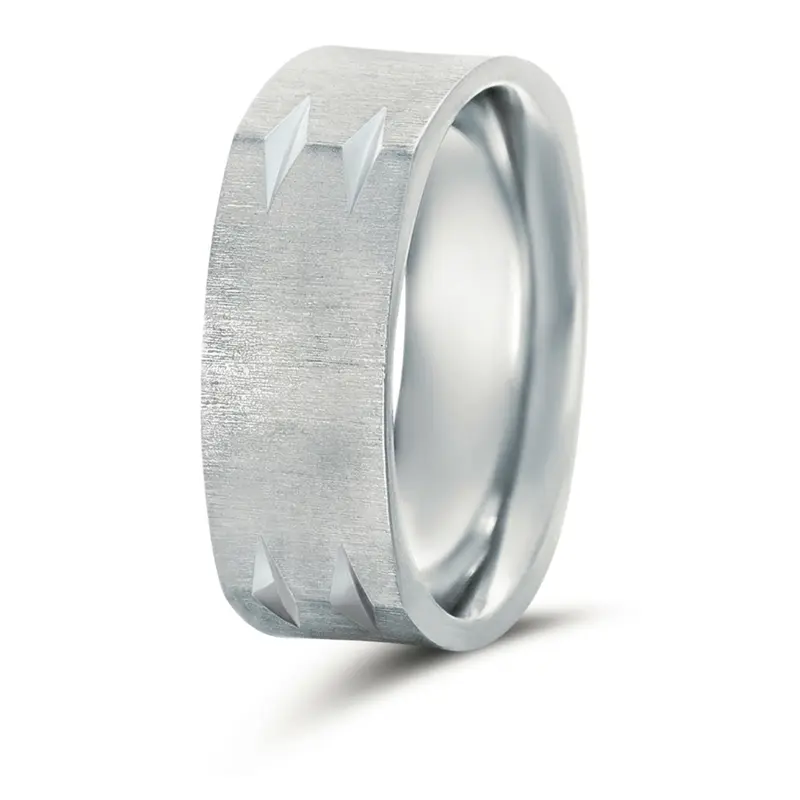 14K white gold 7mm. cross satin square-designer-wedding-rings - alternate view 4