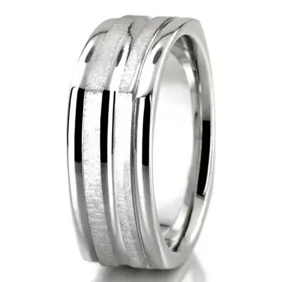 10K white gold 7mm. cross satin diamond-cut-wedding-band - alternate view 3 thumbnail