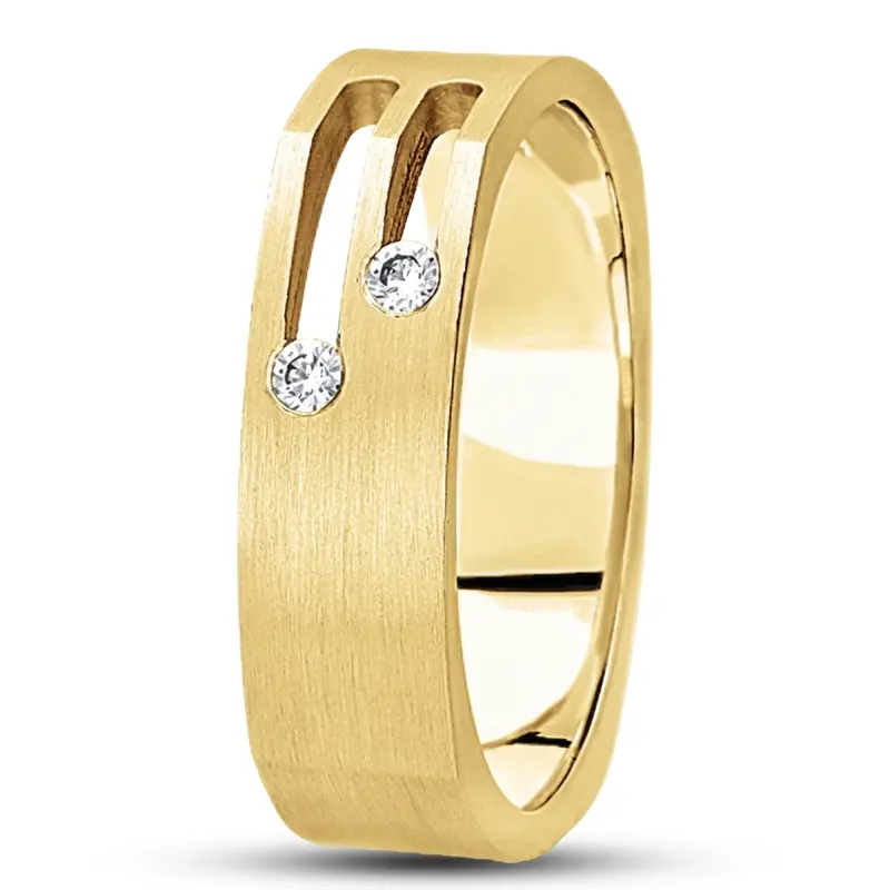 10K yellow gold 6mm. satin diamond-classic-round-cut-wedding-band - alternate view 4