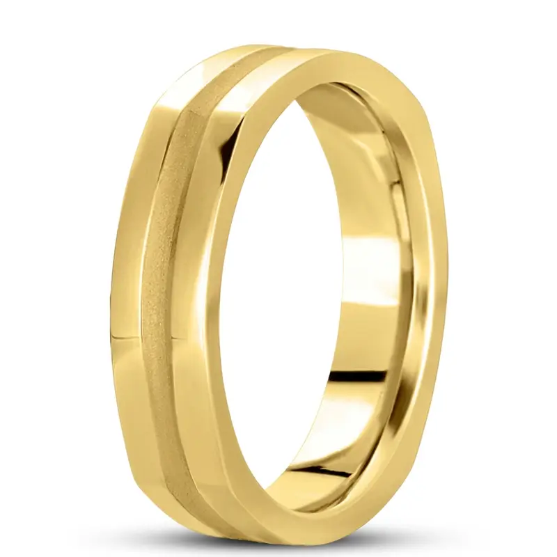 14K yellow gold 5mm. high polish hand-made-hand-woven-wedding-band - alternate view 3