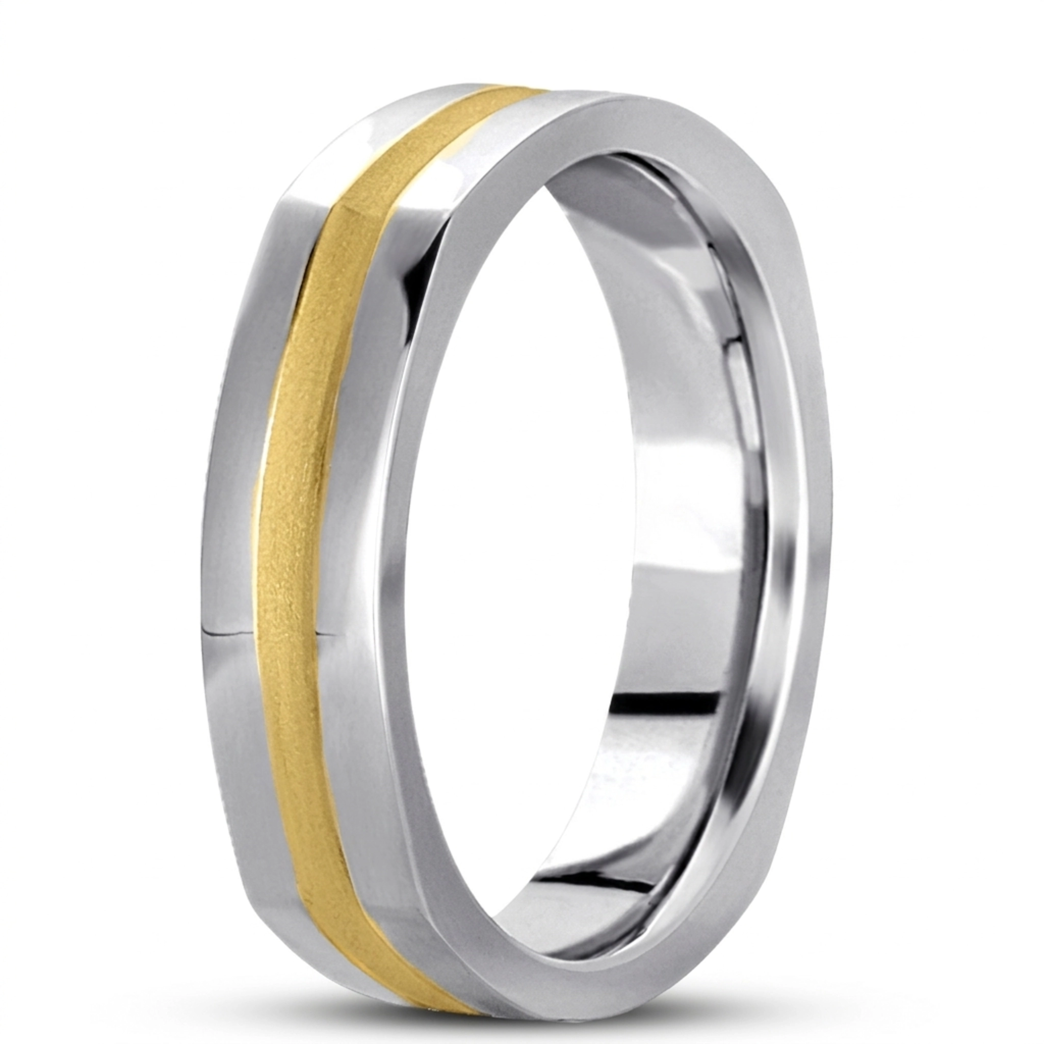 10K white-yellow-white gold 5mm. high polish hand-made-hand-woven-wedding-band - alternate view 5