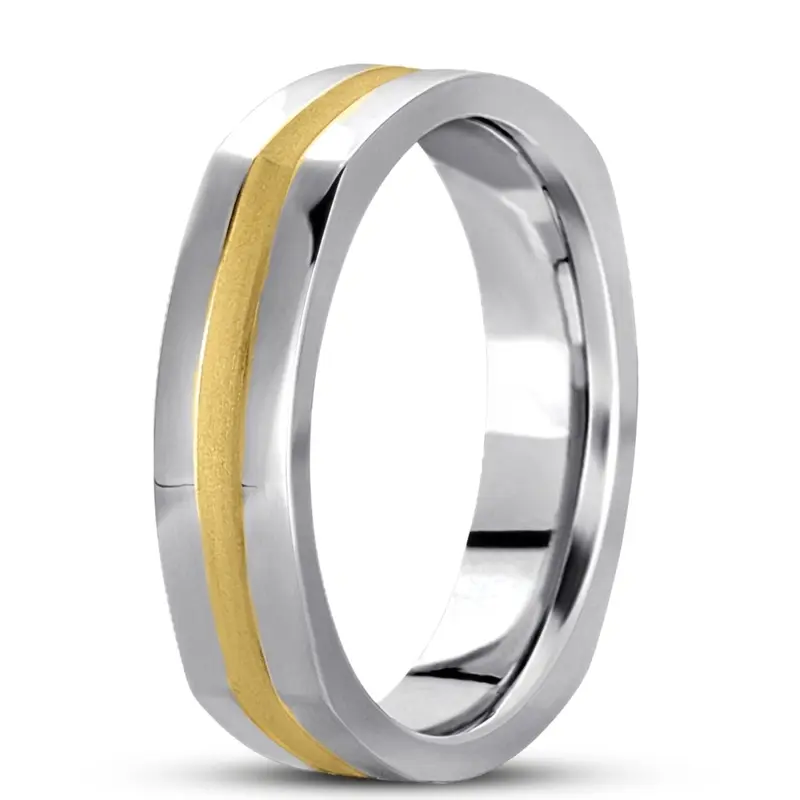 14K white-yellow-white gold 5mm. high polish hand-made-hand-woven-wedding-band - alternate view 4