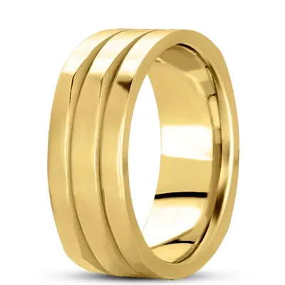 10K yellow gold 8mm. satin finish basic-carved-square-wedding-band - alternate view 5 thumbnail