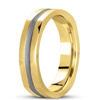 10K yellow-white-yellow gold 5mm. high polish hand-made-hand-woven-wedding-band - alternate view 6 thumbnail