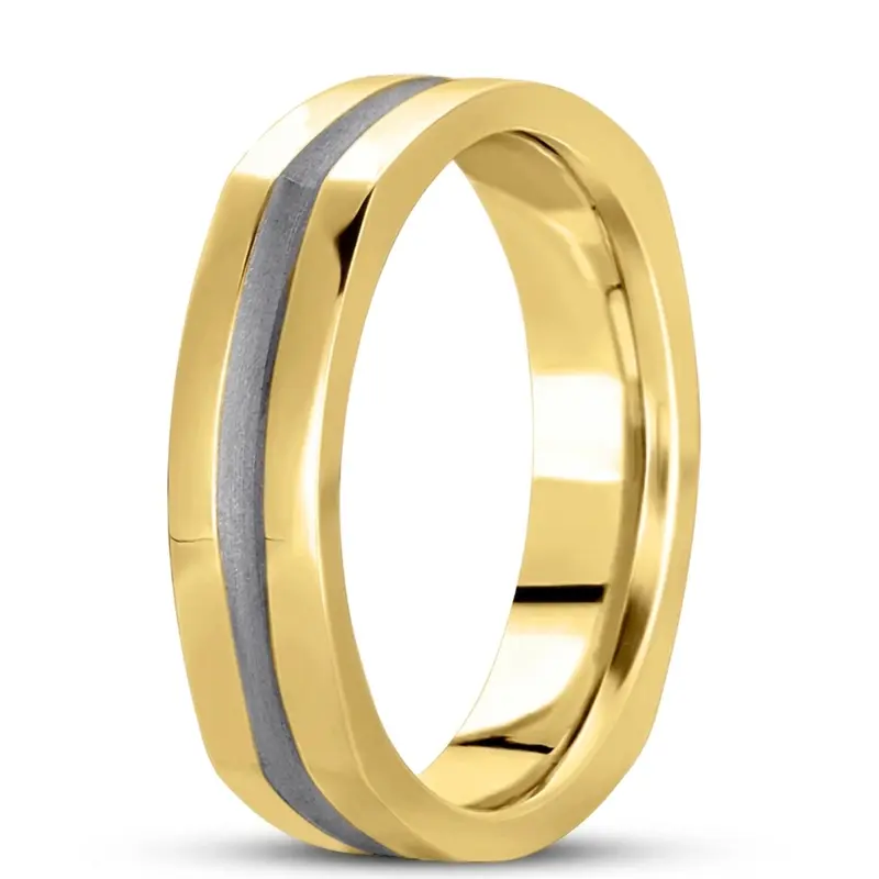 14K yellow-white-yellow gold 5mm. high polish hand-made-hand-woven-wedding-band - alternate view 5