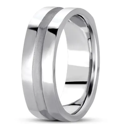 10K white gold 7mm. high polish hand-made-hand-woven-wedding-band - main view thumbnail
