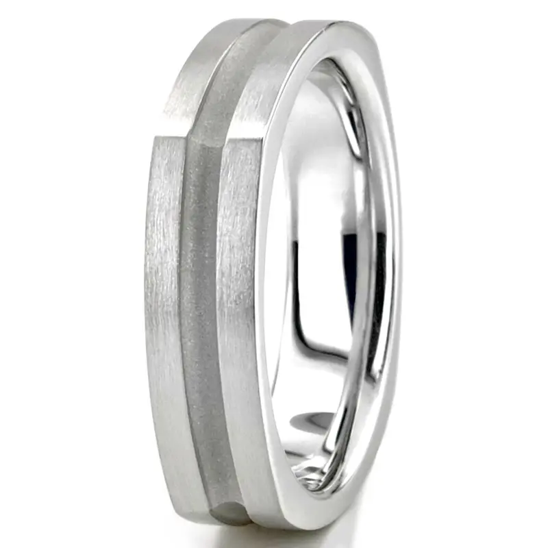 14K white gold 5mm. satin hand-made-hand-woven-wedding-band - alternate view 6