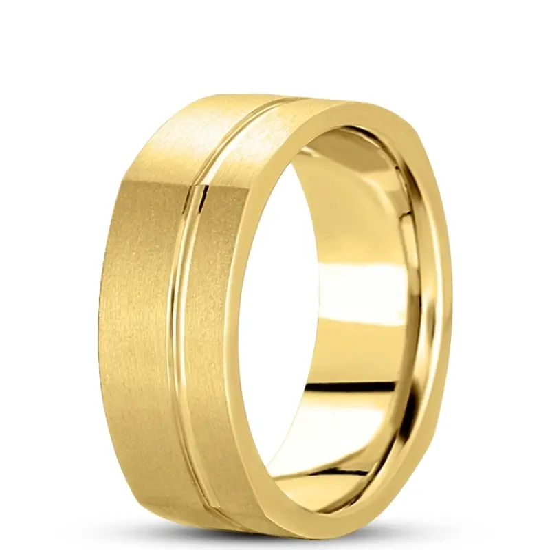 platinum 8mm. wire matte basic-carved-square-wedding-band - alternate view 4