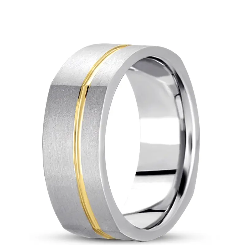 platinum 8mm. wire matte basic-carved-square-wedding-band - alternate view 7