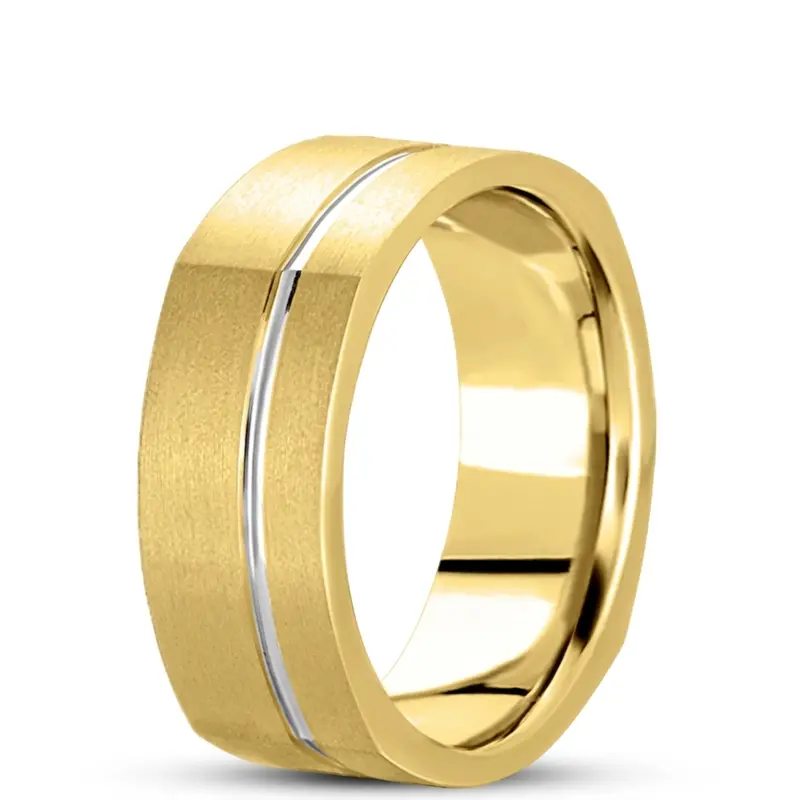 platinum 8mm. wire matte basic-carved-square-wedding-band - alternate view 8