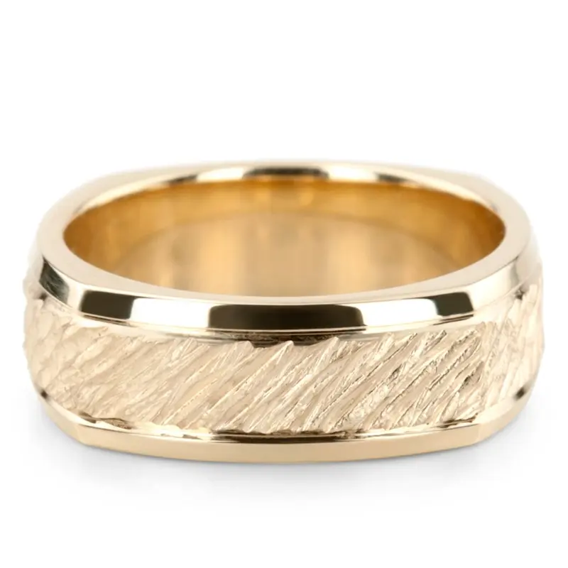 18K yellow gold 7mm. same as picture basic-carved-square-wedding-band - main view