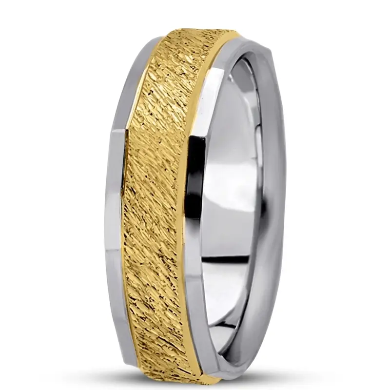 18K white gold 7mm. same as picture basic-carved-square-wedding-band - alternate view 4